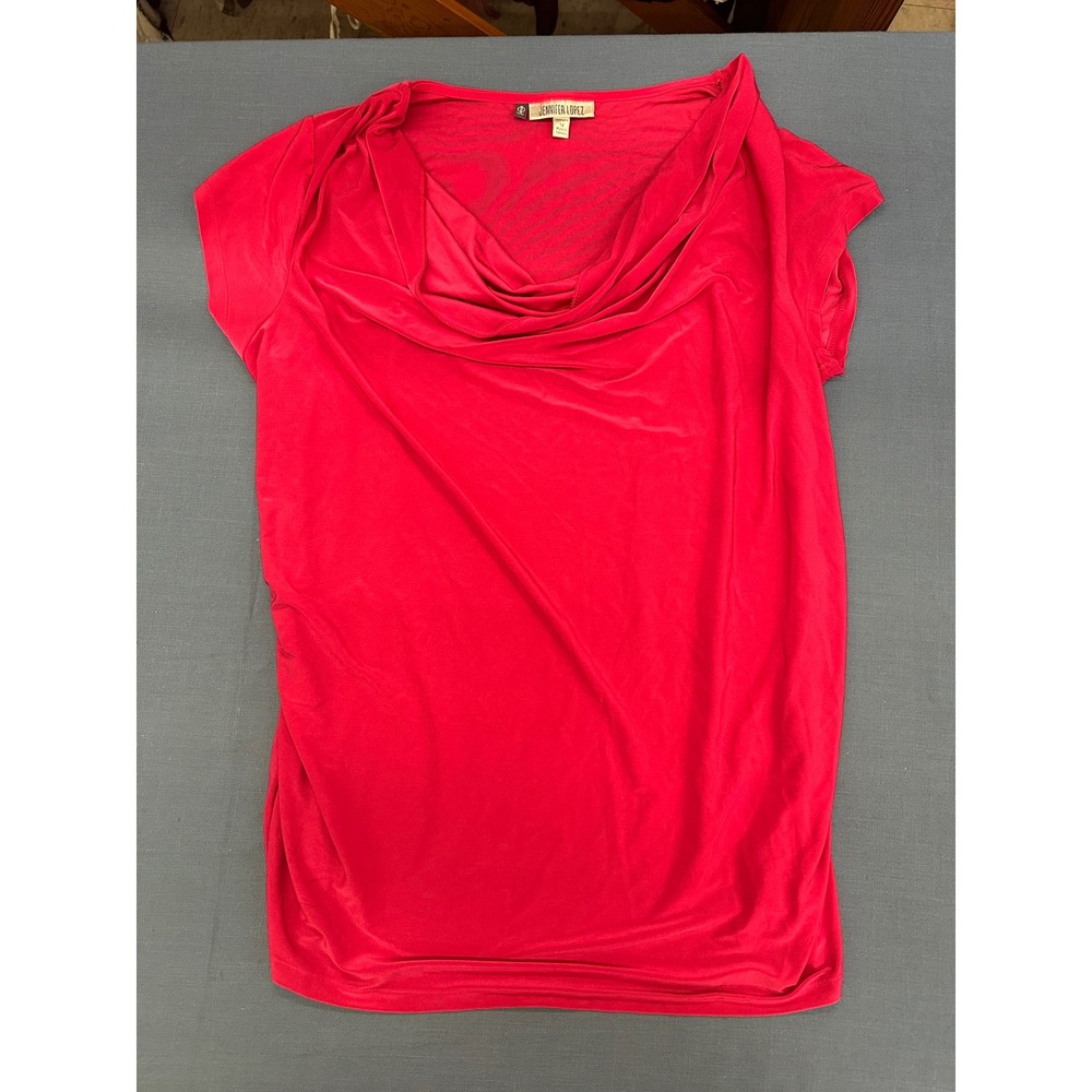 Jennifer Lopez Pink Cowl Neck Cap Sleeve Ruched Top Plus Size 1X Woman